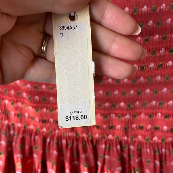 Max studio smocked cap sleeve boho print dress - Picture 10 of 11